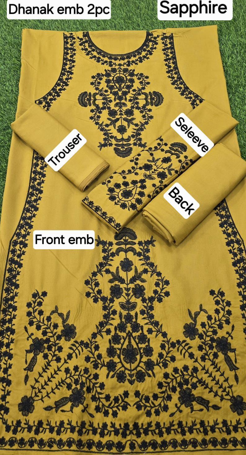 Women’s Winter Collection – MIX Brand Dhanak Embroidered 2PC Suit with Dyed Trouser