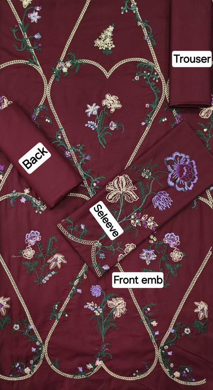 Women’s Winter Collection – MIX Brand Dhanak Embroidered 2PC Suit with Dyed Trouser