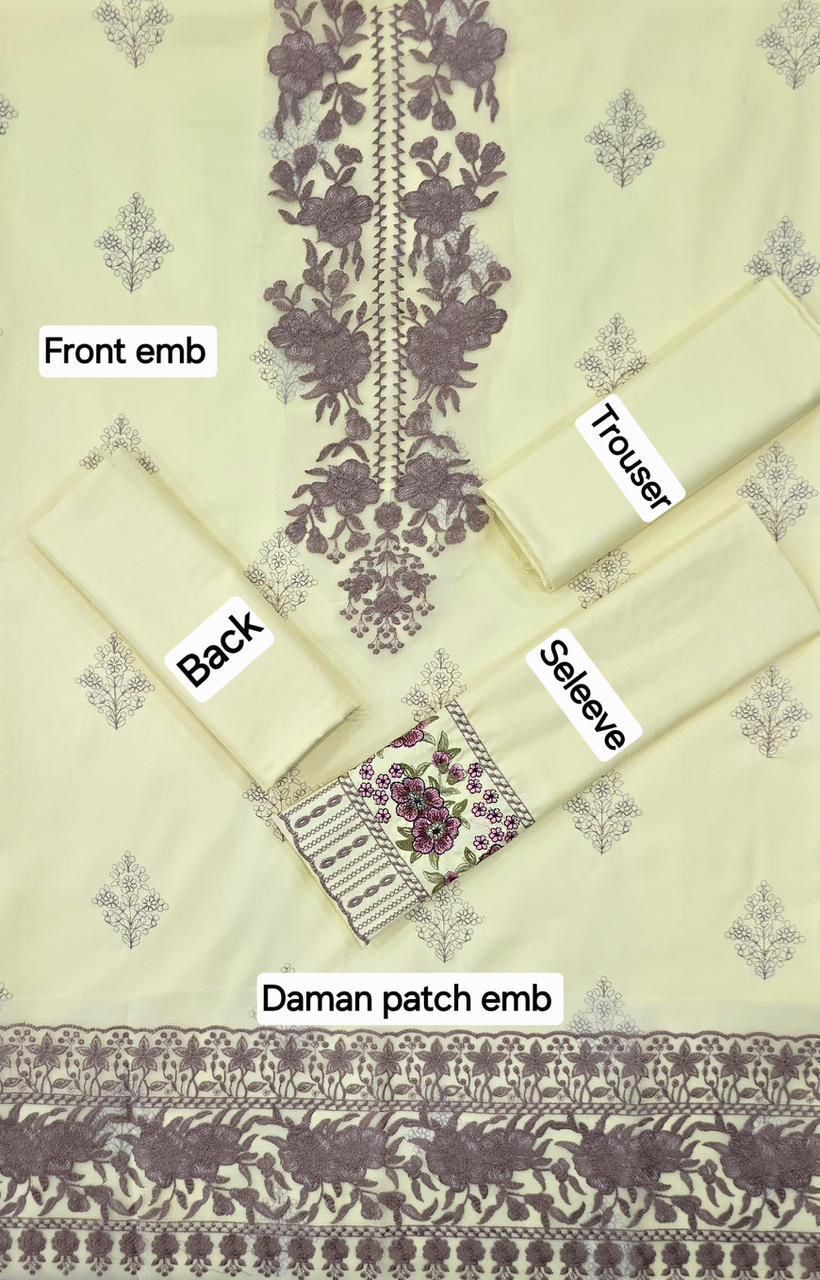 Women’s Winter Collection – MIX Brand Dhanak Embroidered 2PC Suit with Dyed Trouser
