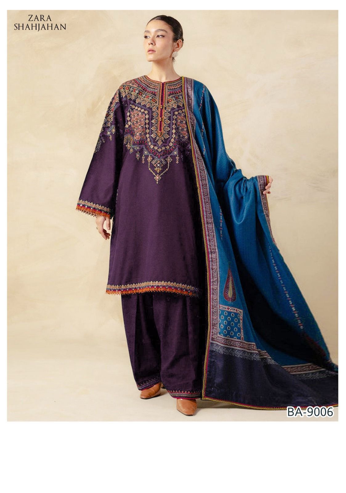 Women’s Winter Collection – MIX Brand Dhanak Embroidered 2PC Suit with Dyed Trouser