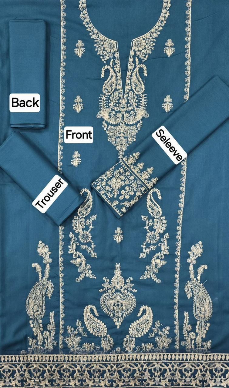 Women’s Winter Collection – MIX Brand Dhanak Embroidered 2PC Suit with Dyed Trouser
