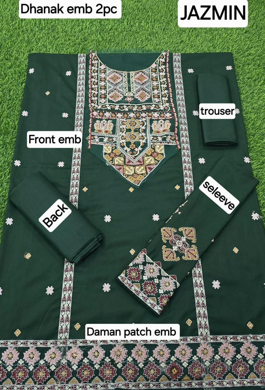 Women’s Winter Collection – MIX Brand Dhanak Embroidered 2PC Suit with Dyed Trouser