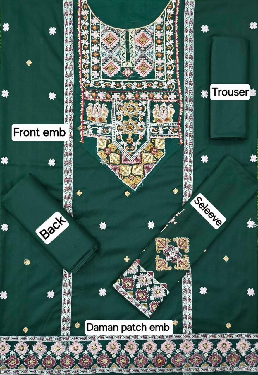 Women’s Winter Collection – MIX Brand Dhanak Embroidered 2PC Suit with Dyed Trouser
