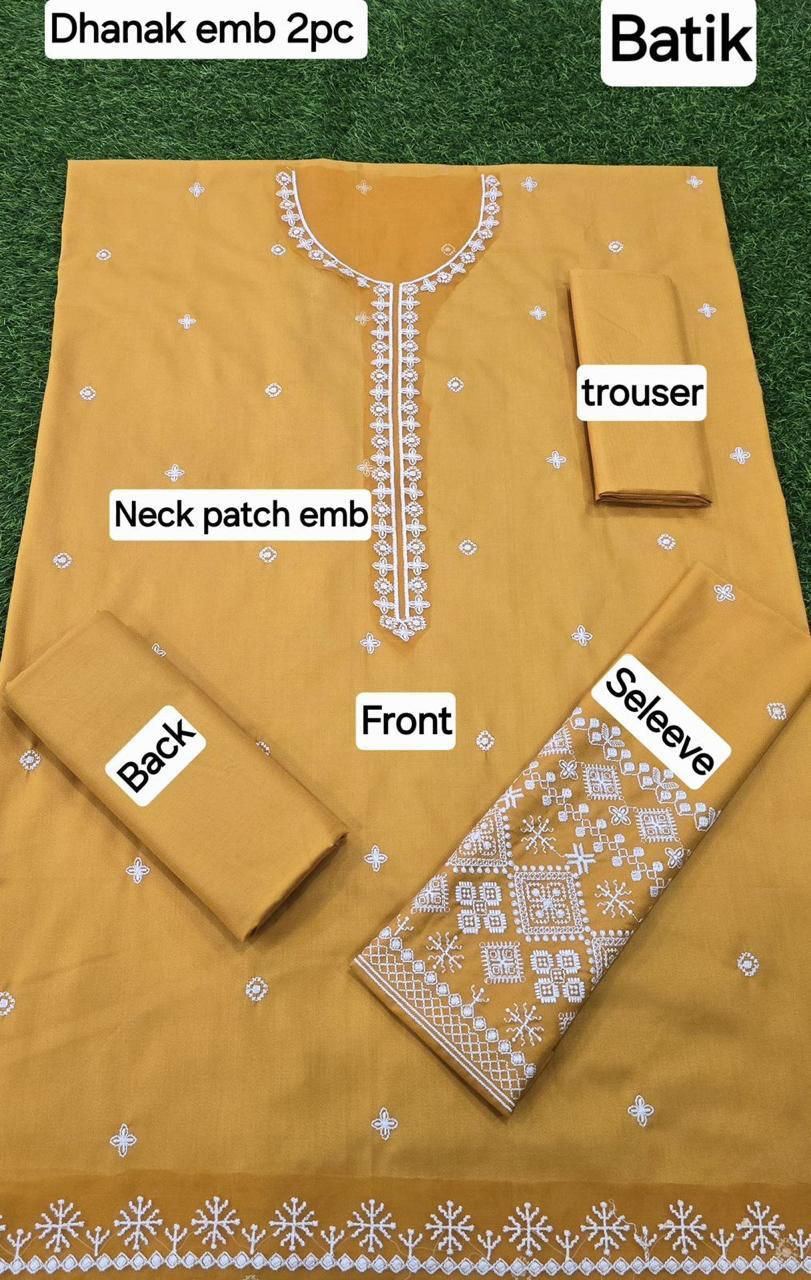 Women’s Winter Collection – MIX Brand Dhanak Embroidered 2PC Suit with Dyed Trouser