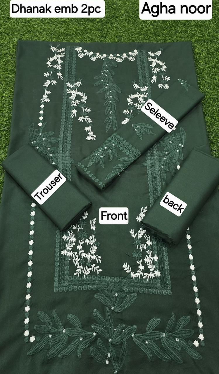 Women’s Winter Collection – MIX Brand Dhanak Embroidered 2PC Suit with Dyed Trouser
