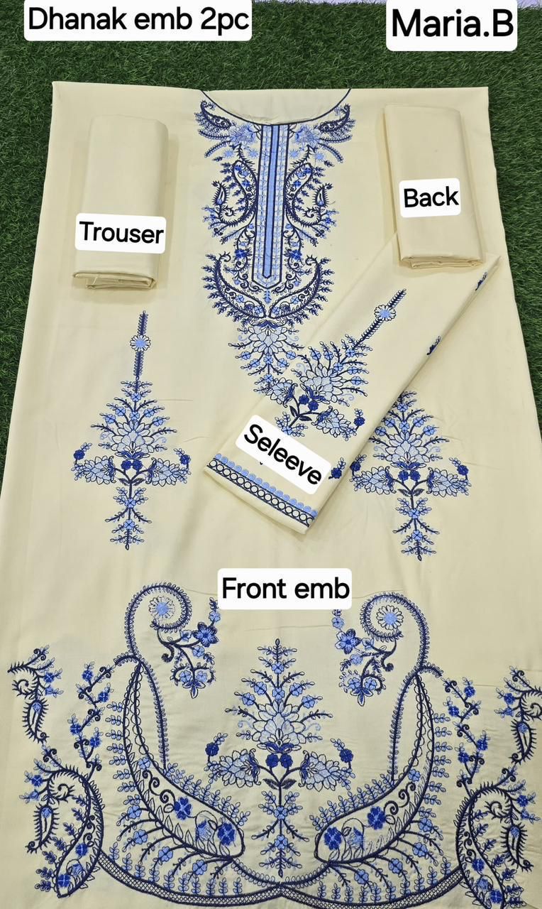Women’s Winter Collection – MIX Brand Dhanak Embroidered 2PC Suit with Dyed Trouser