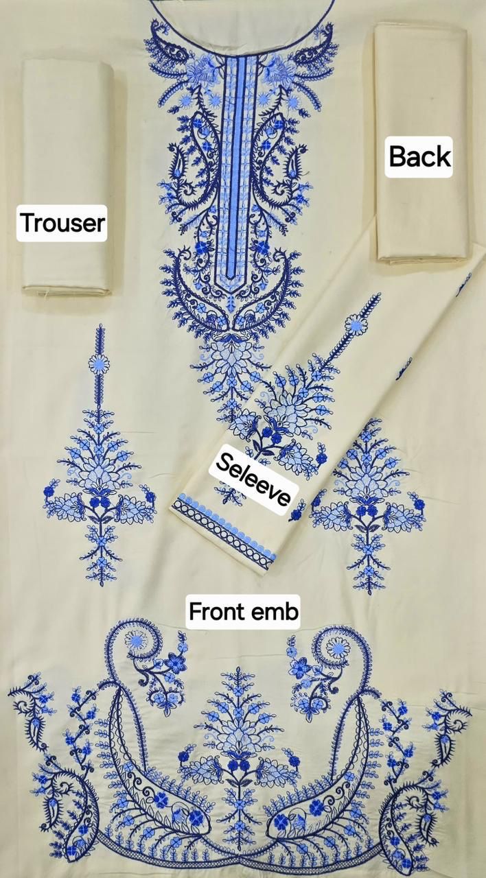 Women’s Winter Collection – MIX Brand Dhanak Embroidered 2PC Suit with Dyed Trouser