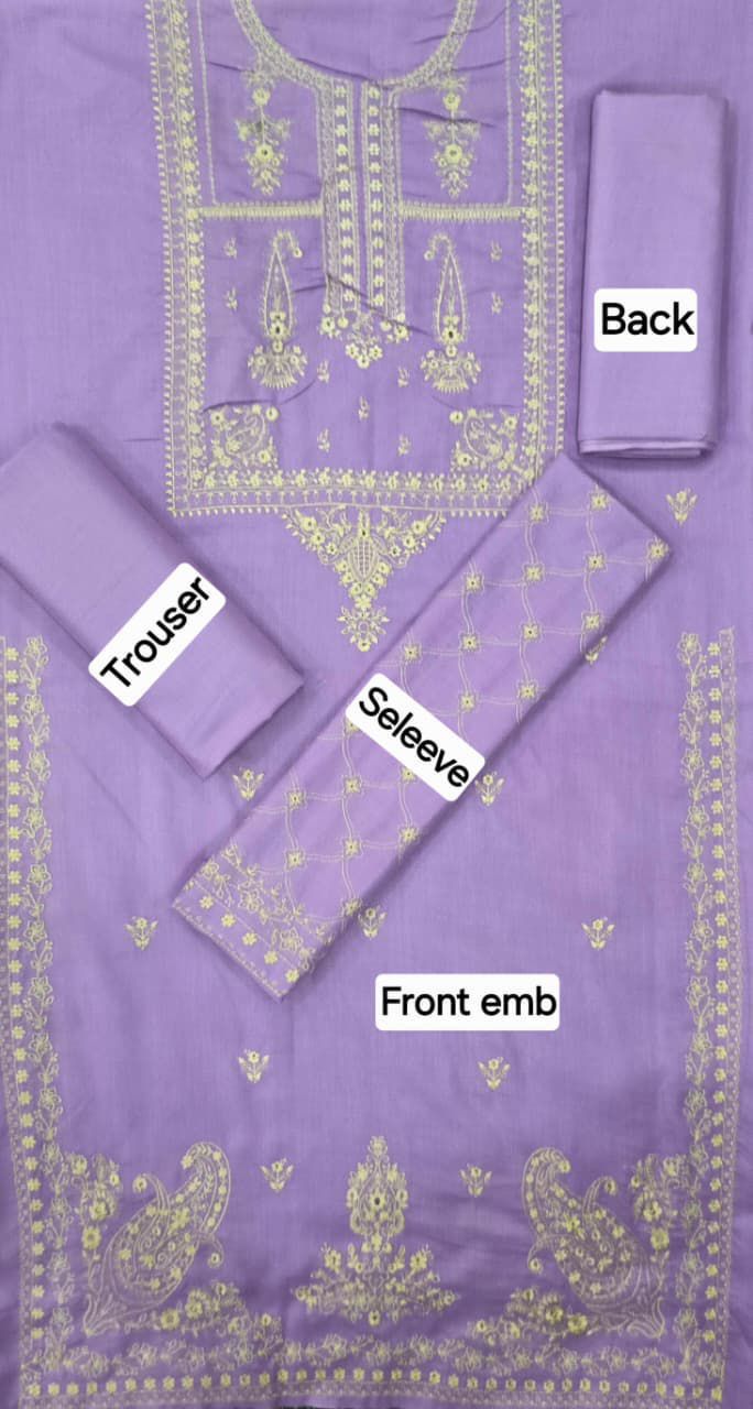 Women’s Winter Collection – MIX Brand Dhanak Embroidered 2PC Suit with Dyed Trouser