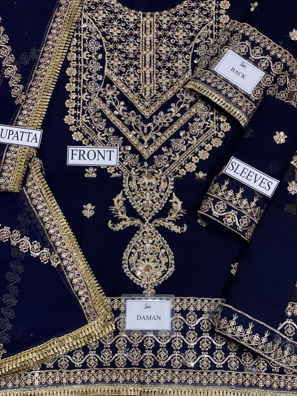 Asim Jofa Chiffon Embroidered Hand Embellished Luxury Unstitched 3PC Suit – Noor Mart