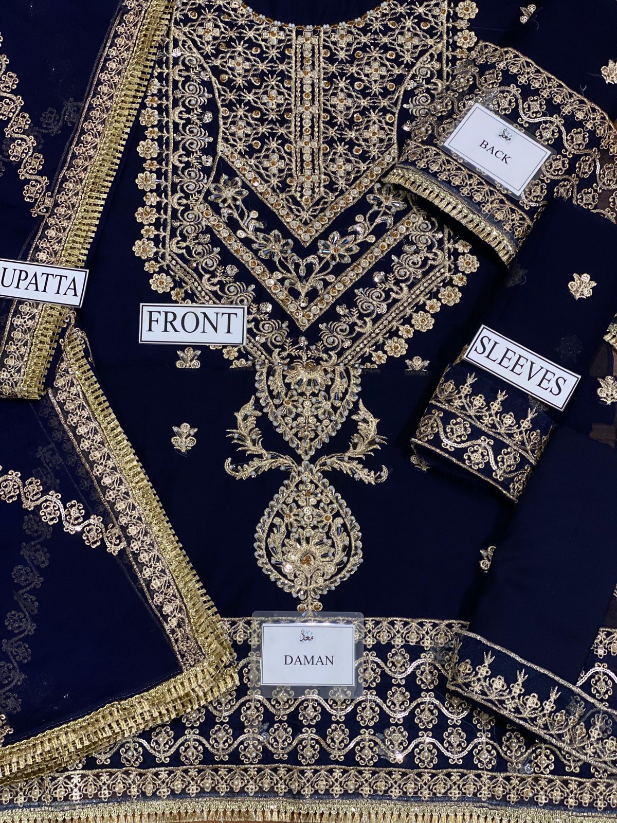 Asim Jofa Chiffon Embroidered Hand Embellished Luxury Unstitched 3PC Suit – Noor Mart