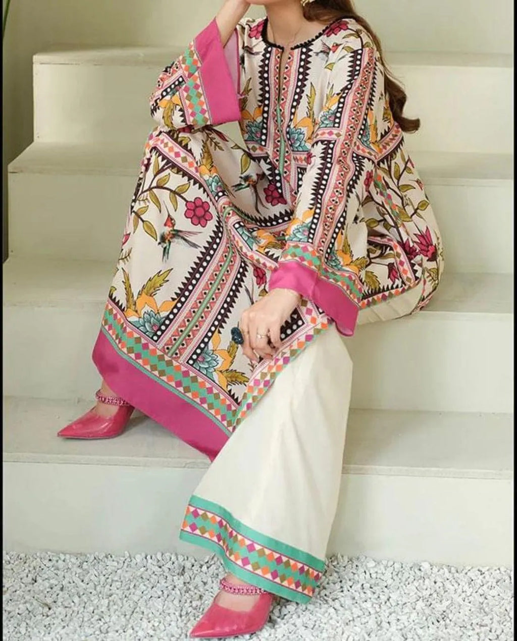 3 Pcs Women's Unstitched Digital Print Suit | Stylish Printed Fabric