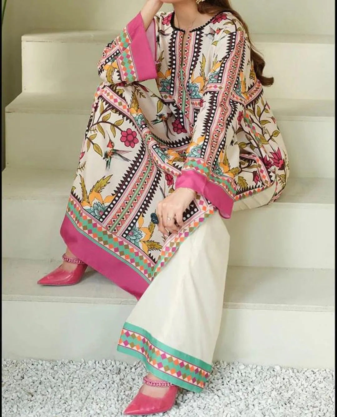 3 Pcs Women's Unstitched Digital Print Suit | Stylish Printed Fabric