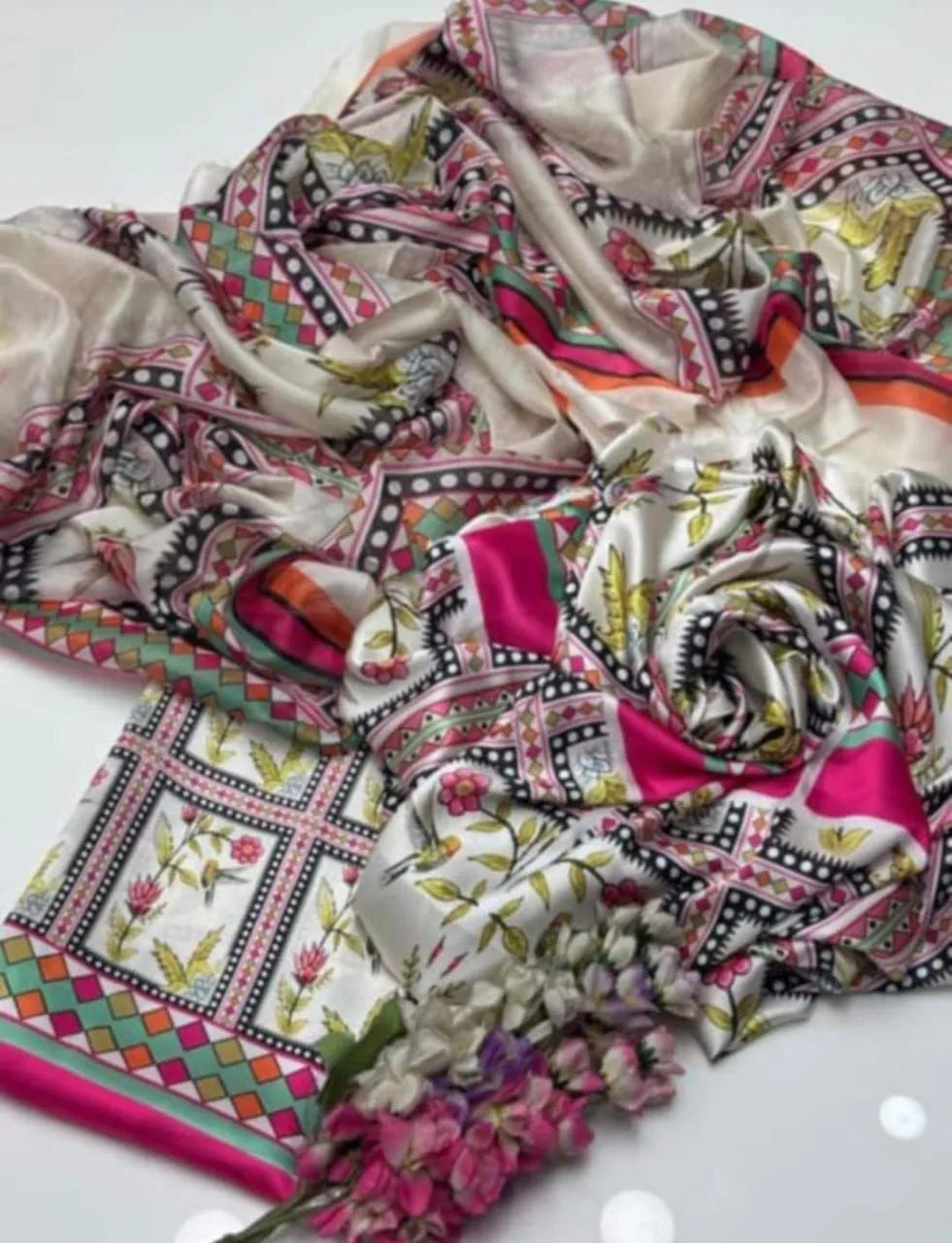 3 Pcs Women's Unstitched Digital Print Suit | Stylish Printed Fabric