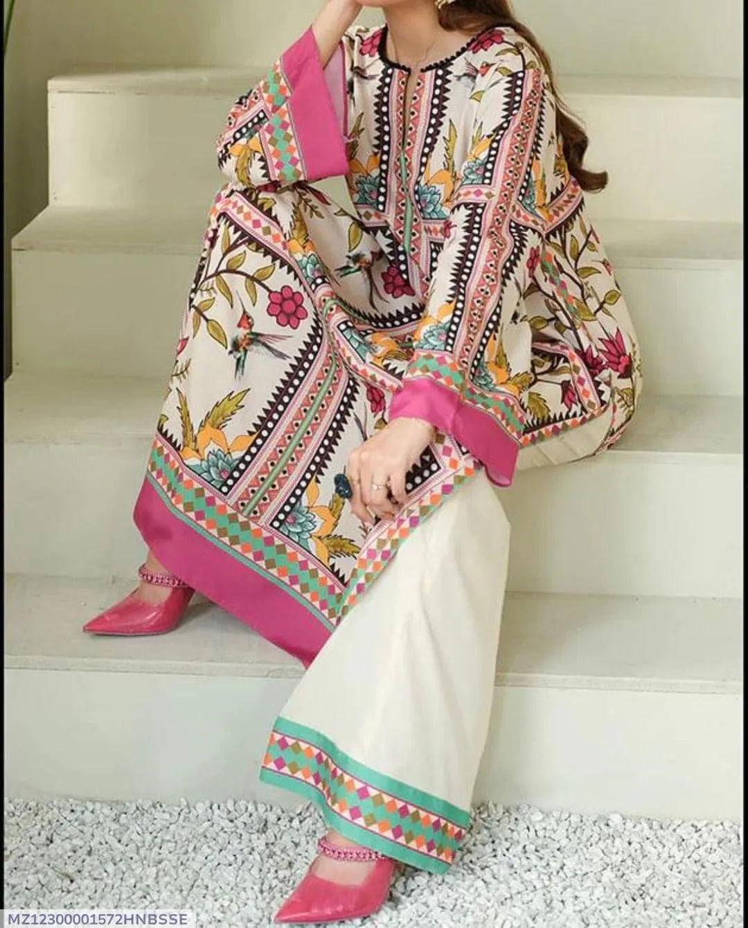 3 Pcs Women's Unstitched Digital Print Suit | Stylish Printed Fabric