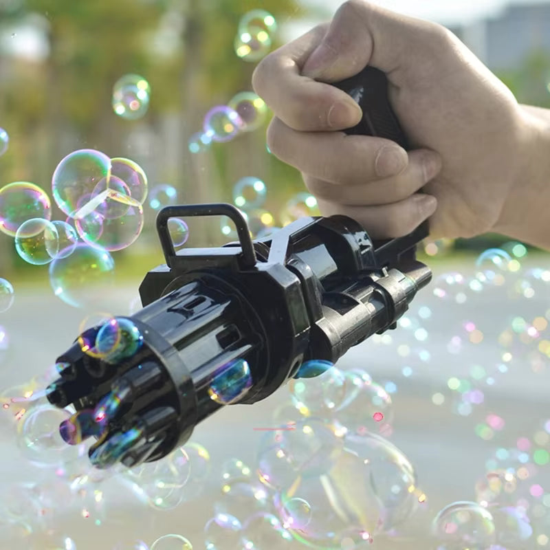 Kids Automatic Bubble Gatling Gun | Summer Soap Bubble Machine Toy for Indoor & Outdoor Fun