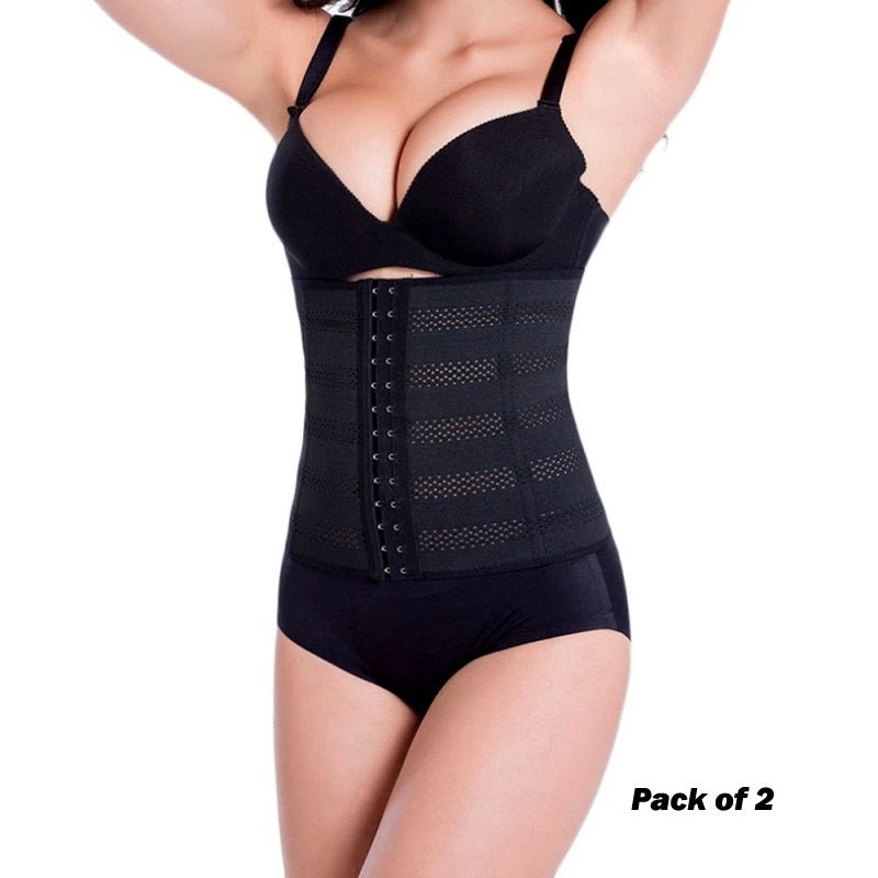 Lanshifei EB40 Body Shaper Waist Cincher for Women – 2 Pieces (Black & Beige)