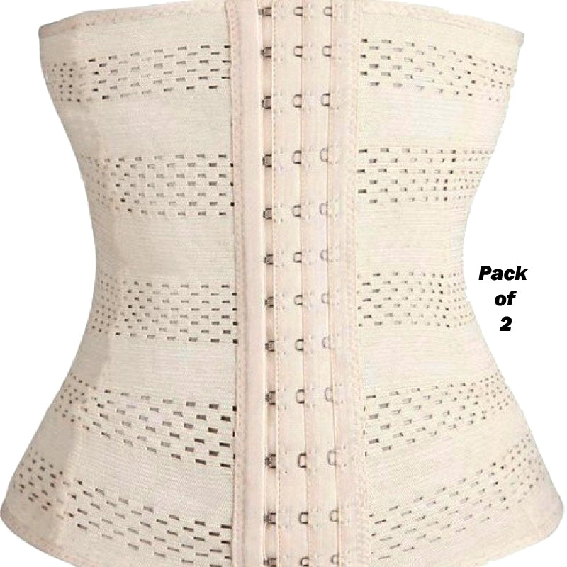 Lanshifei EB40 Body Shaper Waist Cincher for Women – 2 Pieces (Black & Beige)