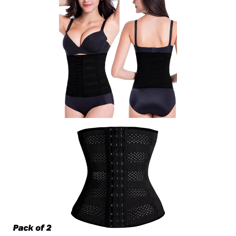 Lanshifei EB40 Body Shaper Waist Cincher for Women – 2 Pieces (Black & Beige)