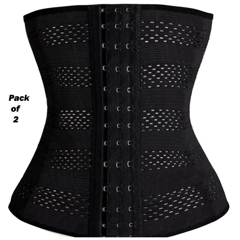 Lanshifei EB40 Body Shaper Waist Cincher for Women – 2 Pieces (Black & Beige)
