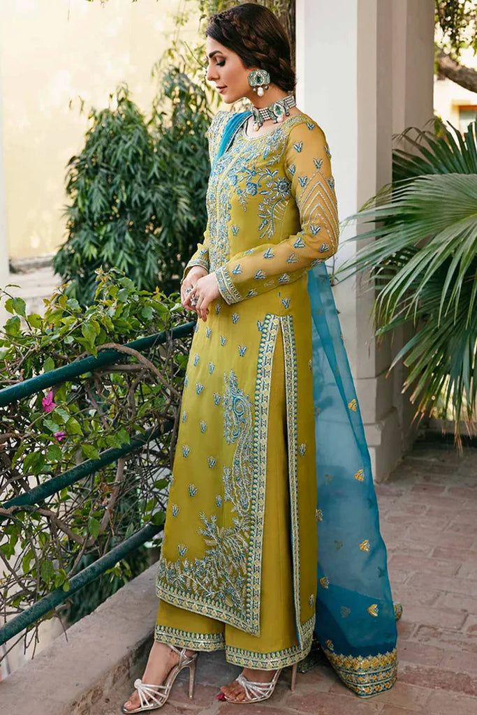 Akbar Aslam Organza Embroidered Sequence Moti Work Formal Unstitched 3Pc Suit