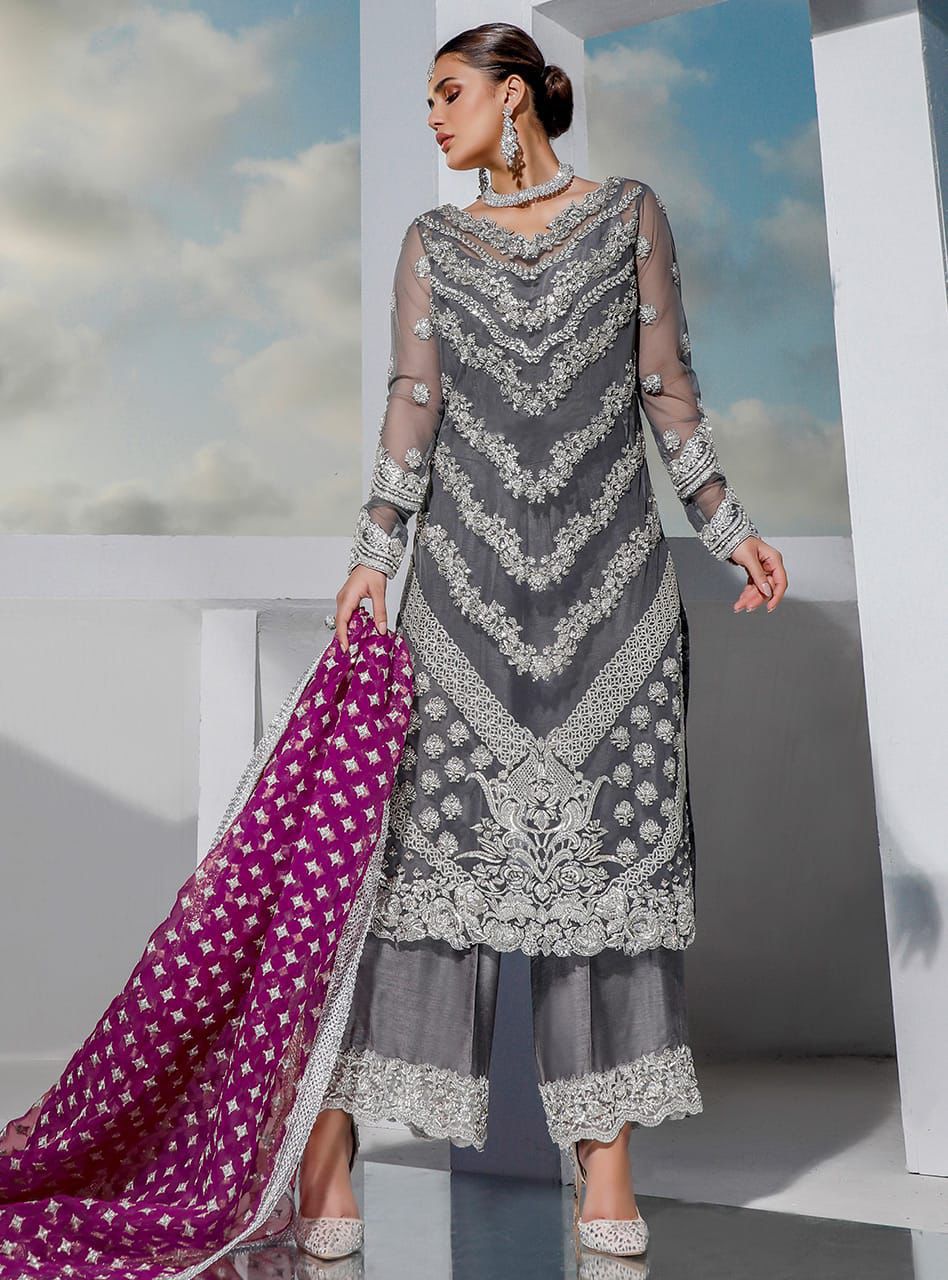 Zainab Chotani Organza Embroidered & Sequence Unstitched 3Pc Suit