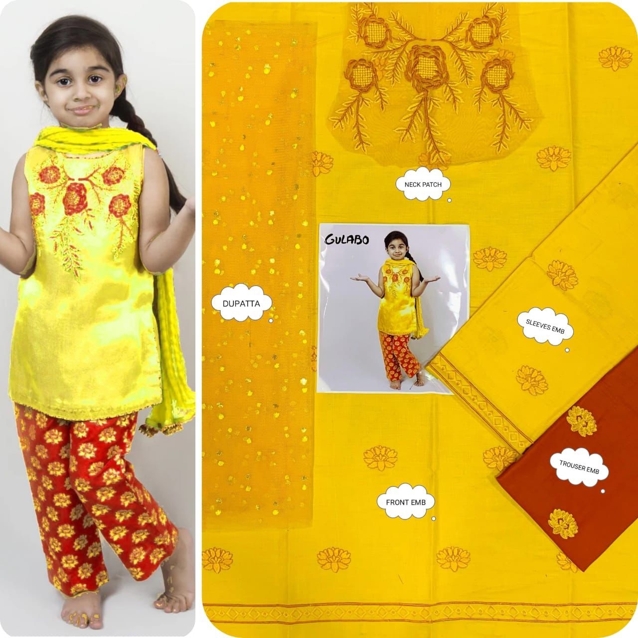 Maria B & LAAM Kids Luxury Cotton Lawn Embroidered Unstitched 3Pc Suit
