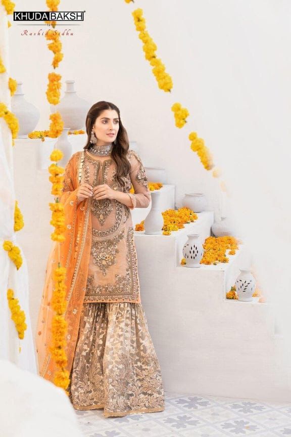 Azure Chiffon Embroidered Luxury Unstitched 3PC Suit – Noor-e-Libaas