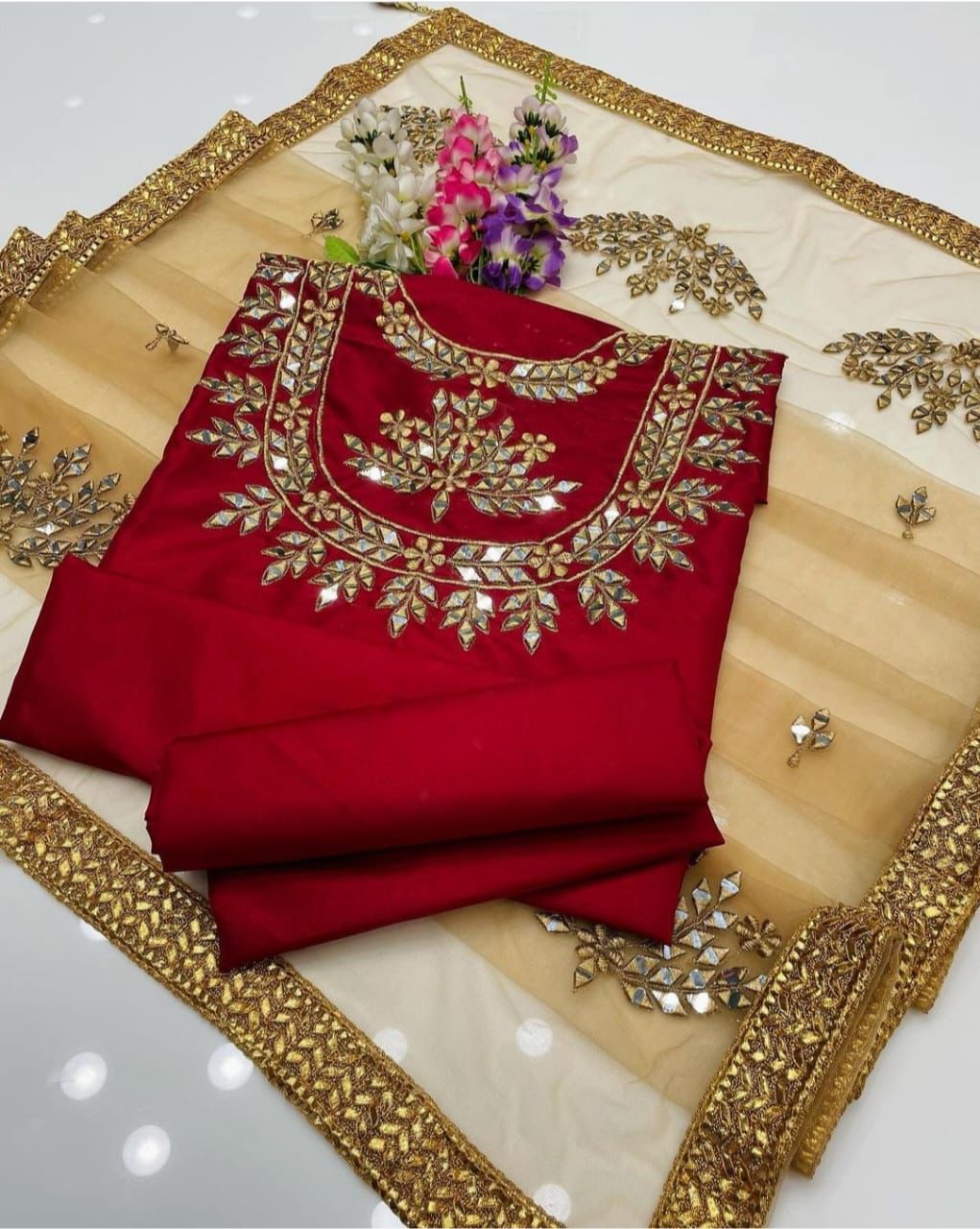 Kataan Silk Embroidered Mirror Work Luxury Unstitched 3PC Suit – Noor-e-Libaas
