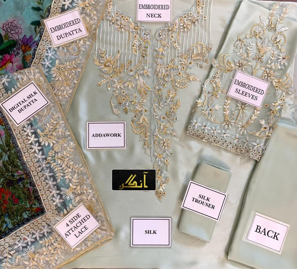 AZURE Shamooz Silk Embroidered & Adda Work Luxury Unstitched 3PC