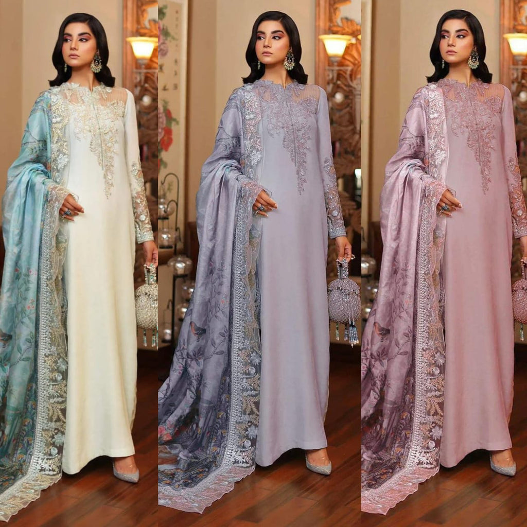 AZURE Shamooz Silk Embroidered & Adda Work Luxury Unstitched 3PC