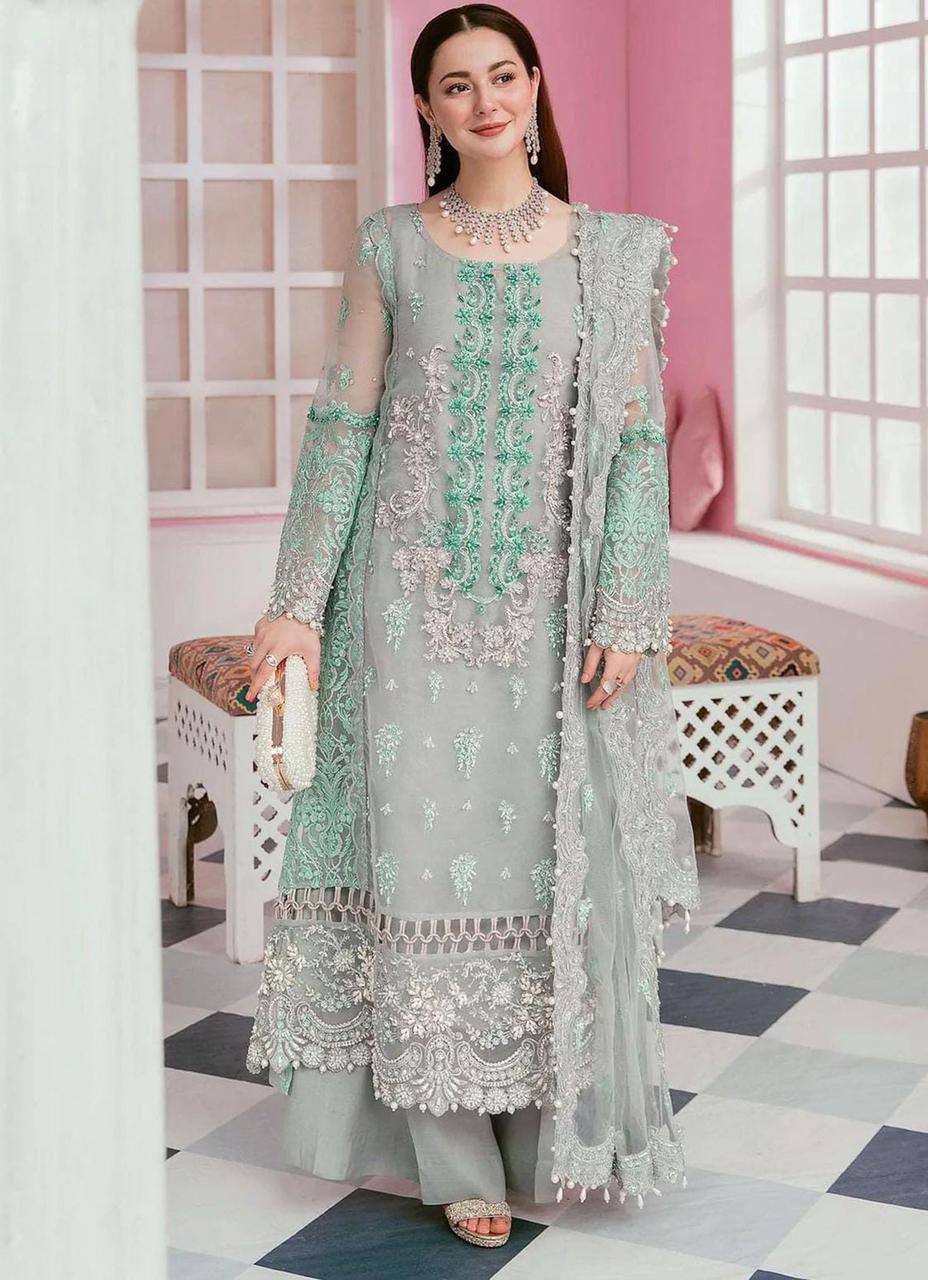 ELAF Organza Embroidered & Sequence Handwork Unstitched 3PC Suit – Noor-e-Libaas
