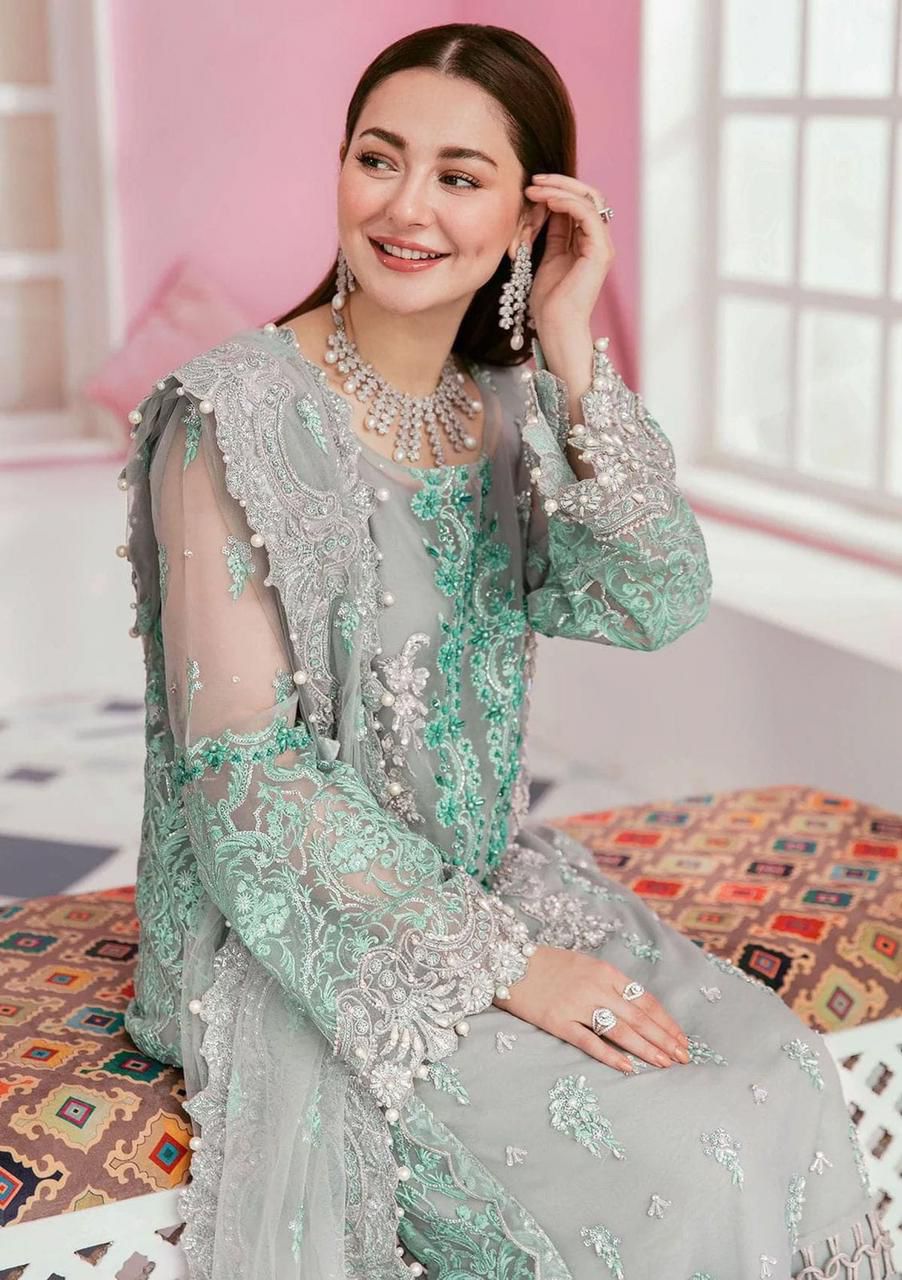 ELAF Organza Embroidered & Sequence Handwork Unstitched 3PC Suit – Noor-e-Libaas