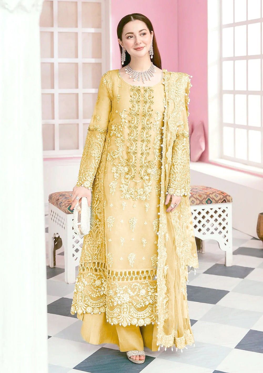 ELAF Organza Embroidered & Sequence Handwork Unstitched 3PC Suit – Noor-e-Libaas