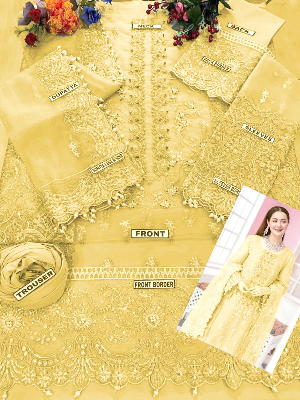 ELAF Organza Embroidered & Sequence Handwork Unstitched 3PC Suit – Noor-e-Libaas