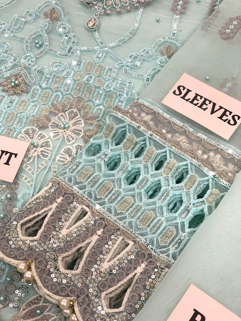 Flossie Organza Embroidered Cutwork Adda Work Luxury Unstitched 3PC Suit – Noor-e-Libaas