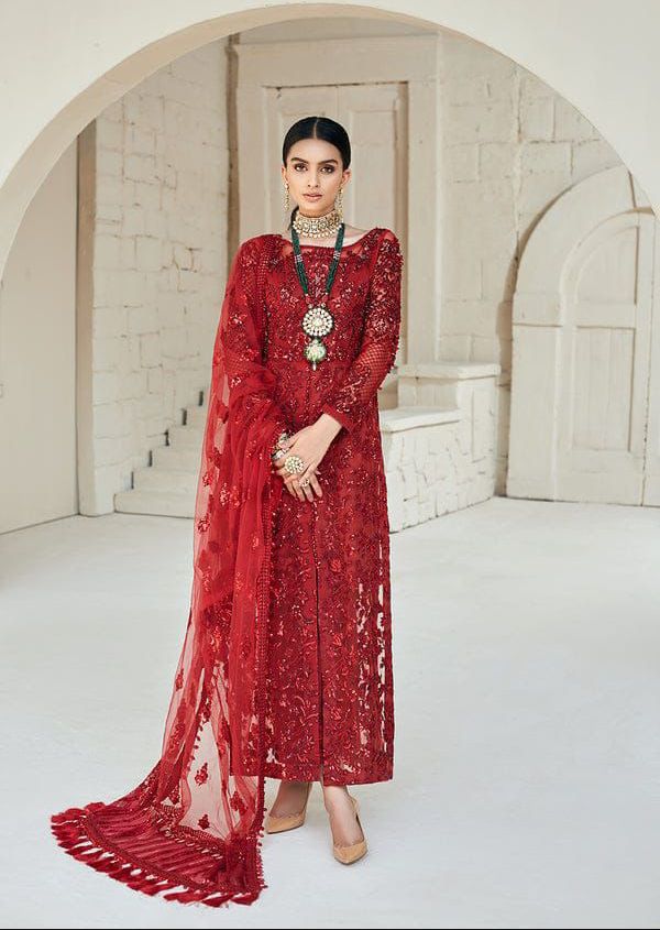 Maryum Hussain Net Embroidered & Moti Work Sequence Unstitched 3PC – Noor-e-Libaas