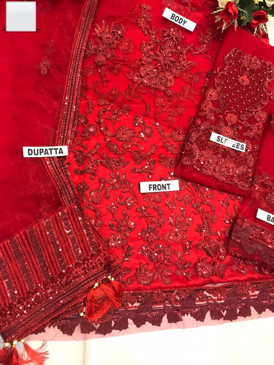 Maryum Hussain Net Embroidered & Moti Work Sequence Unstitched 3PC – Noor-e-Libaas