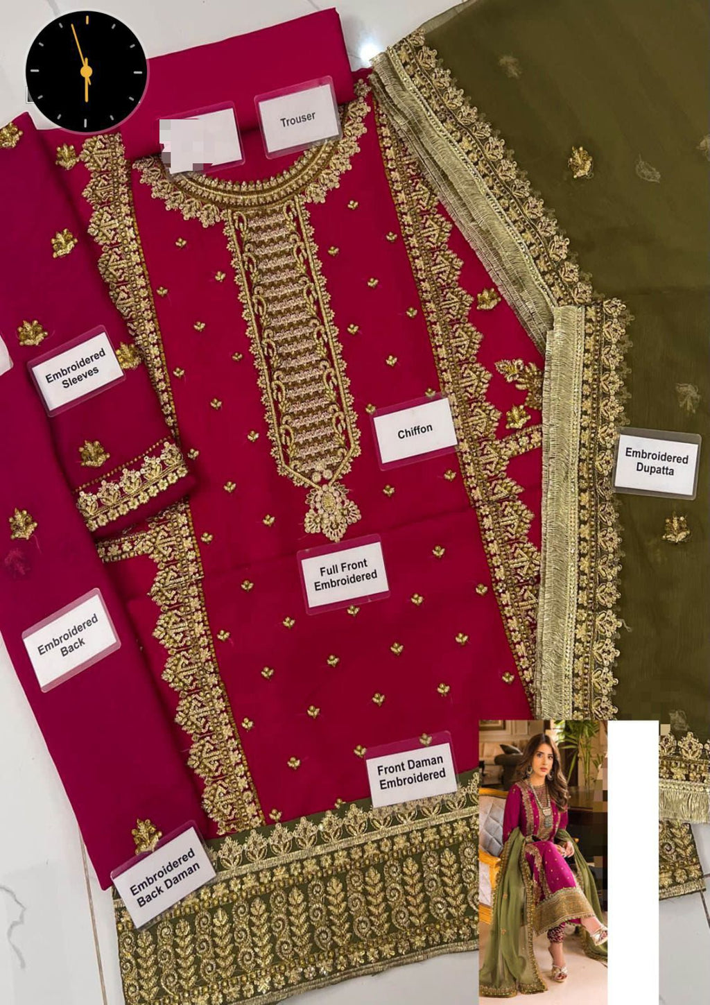 Asim Jofa Chiffon Embroidered Sequence Luxury Unstitched 3PC – Noor-e-Libaas