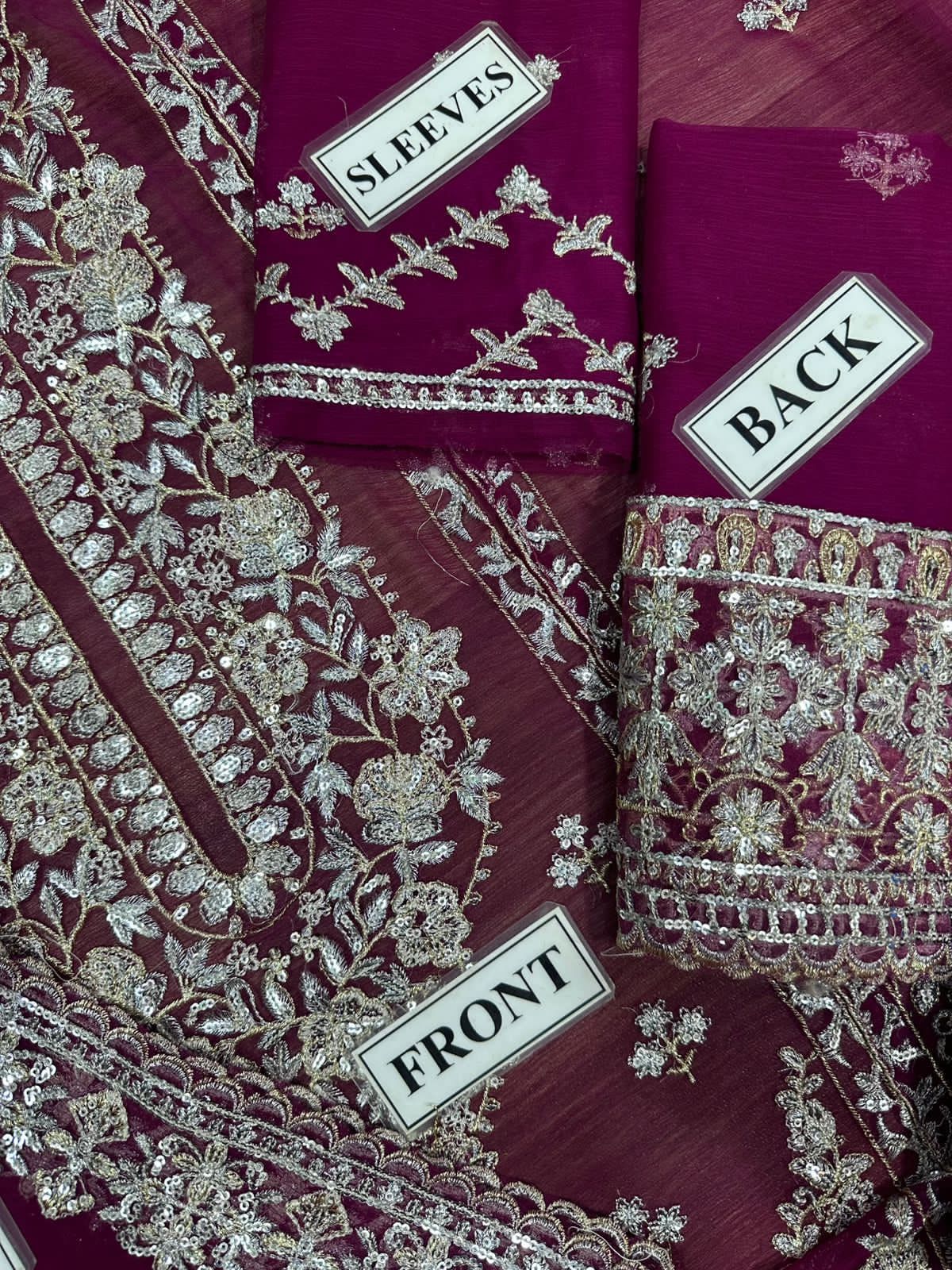 Asim Jofa Chiffon Embroidered Sequence Luxury Unstitched 3PC – Noor-e-Libaas