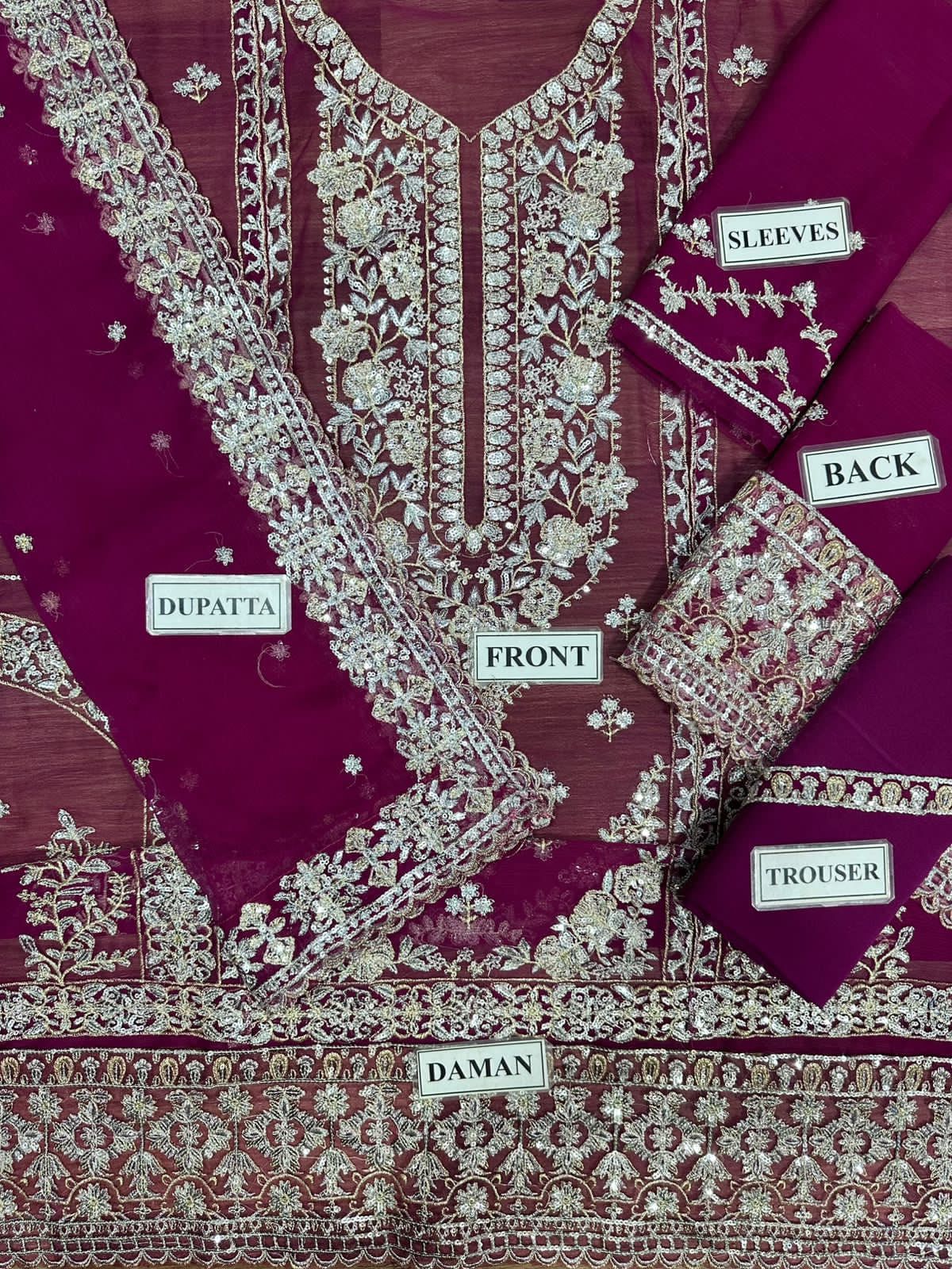 Asim Jofa Chiffon Embroidered Sequence Luxury Unstitched 3PC – Noor-e-Libaas