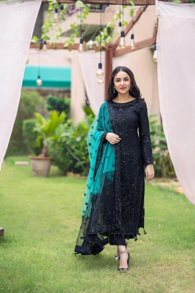 Serene Imrozia Net Embroidered Hand Work Unstitched 3PC – Noor-e-Libaas