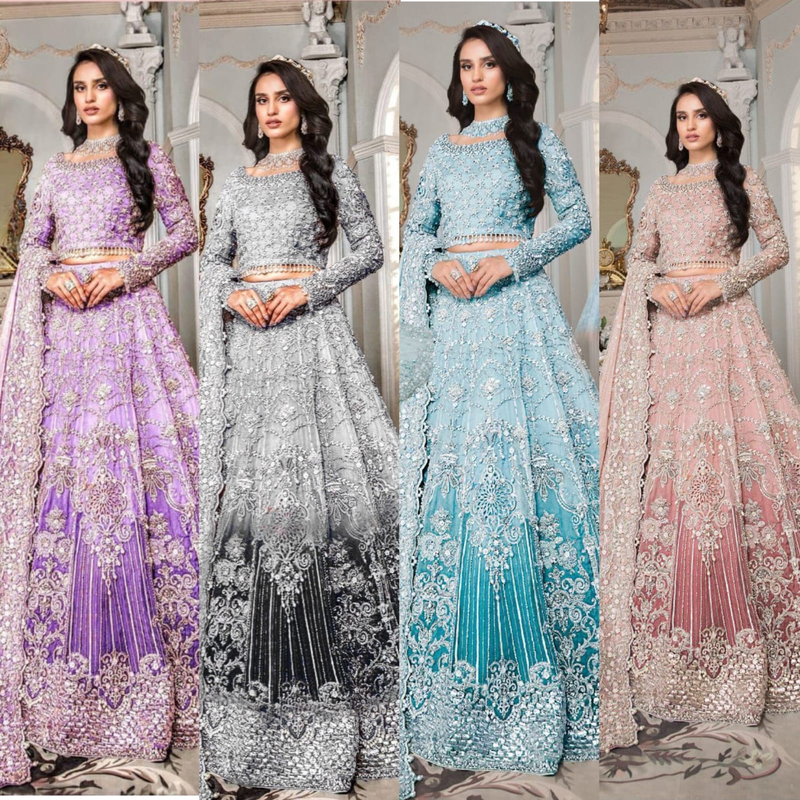 Maria.B Net Embroidered Hand Embellished Luxury Maxi Unstitched 3PC – Noor-e-Libaas