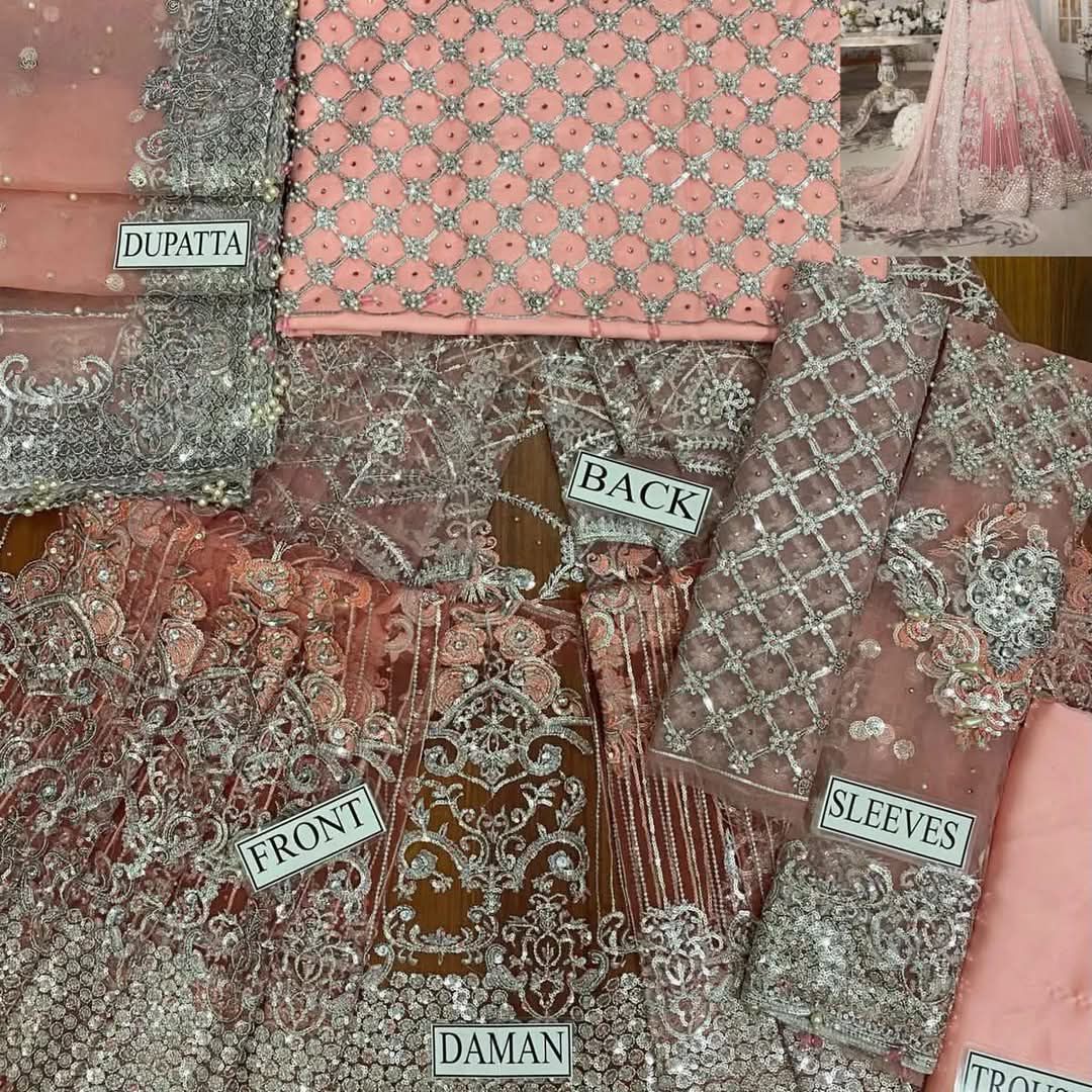 Maria.B Net Embroidered Hand Embellished Luxury Maxi Unstitched 3PC – Noor-e-Libaas