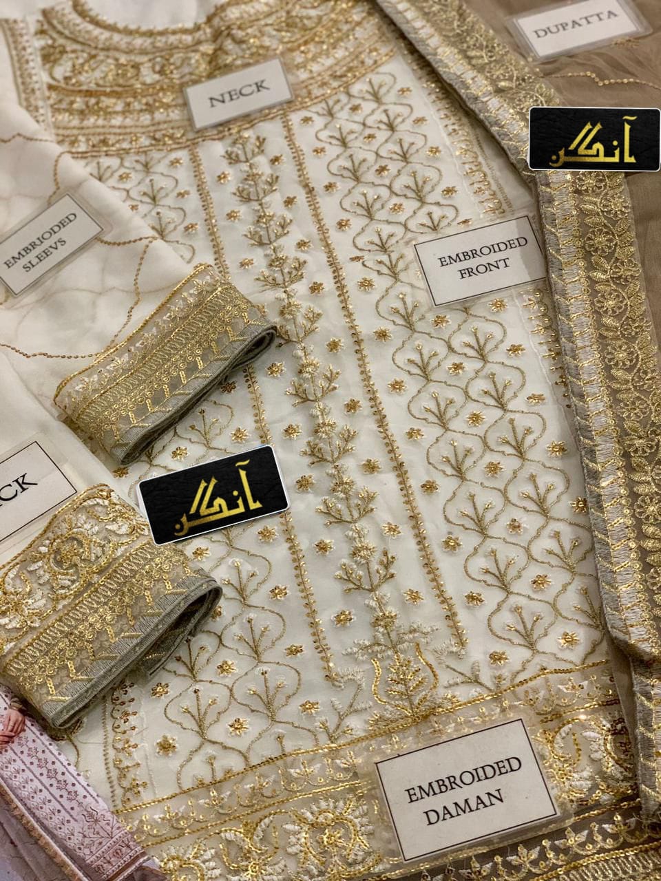 ASIM JOFA Chiffon Embroidered Sequence Luxury 3PC Unstitched Suit