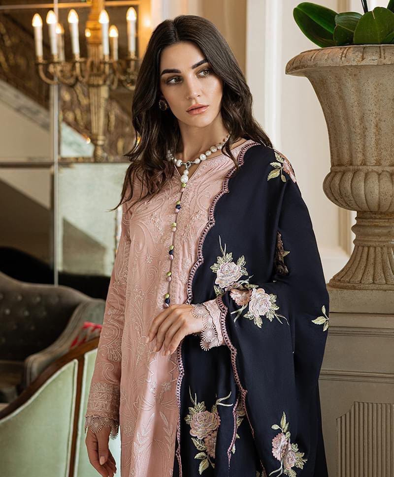 Agha Noor Luxury Embroidered Dhanak 3-Piece Suit – Winter Collection 2025
