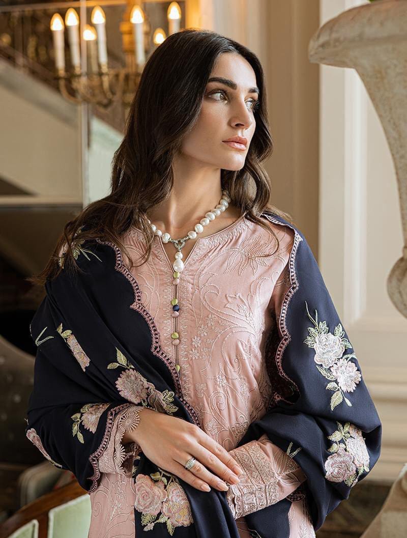 Agha Noor Luxury Embroidered Dhanak 3-Piece Suit – Winter Collection 2025