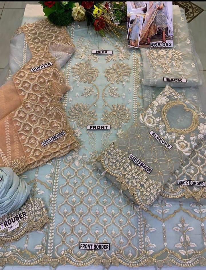 AGHA NOOR Premium Organza Embroidered 3PC Luxury Collection