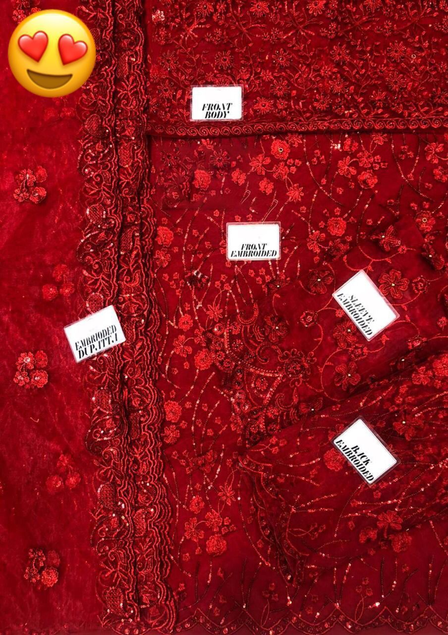 Embroidered Unstitched MARYUM & MARIA Net Embroidered Hand Maxi 3PC