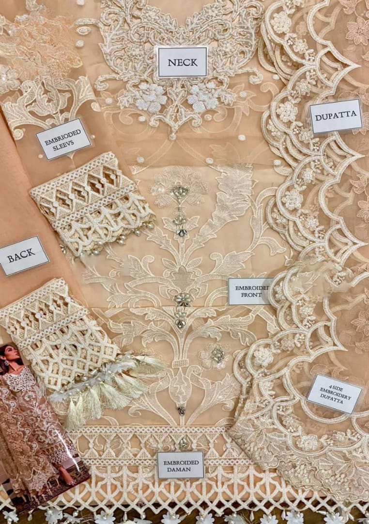 Maria.B Organza Embroidered & Moti Work Sequence Unstitched 3PC Suit – Noor-e-Libaas