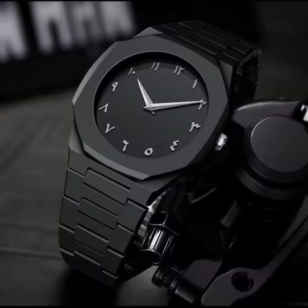 Aura Quartz Arabic Dial Watch for Men – Black Lightweight Trendy